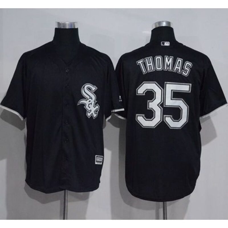 68637a6af19db_1 White Sox #35 Frank Thomas Black New Cool Base Stitched MLB Jersey