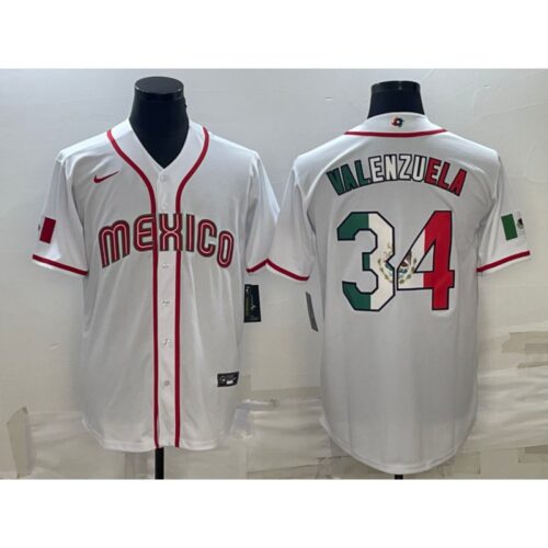 68637ac3cf68c_1 Men's Mexico Baseball #34 Fernando Valenzuela 2023 White World Baseball Classic Stitched Jersey