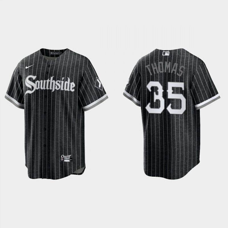 68637af4a7dee_1 Men's Chicago White Sox #35 Frank Thomas Black 2021 City Connect Cool Base Stitched Jersey
