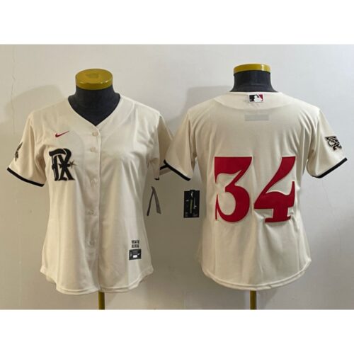 68637b10b9ca6_1 Women's Texas Rangers #34 Nolan Ryan Cream 2023 City Connect Stitched Baseball Jersey(Run Small)