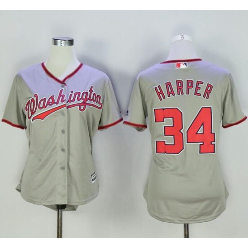 68637b258ff1b_1 Nationals #34 Bryce Harper Grey Women's Road Stitched MLB Jersey