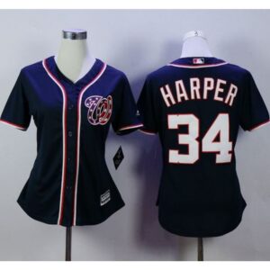 68637b2862101_1 Nationals #34 Bryce Harper Navy Blue Alternate 2 Women's Stitched MLB Jersey