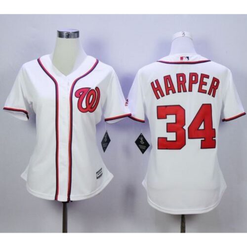 68637b2b27a9b_1 Nationals #34 Bryce Harper White Women's Fashion Stitched MLB Jersey