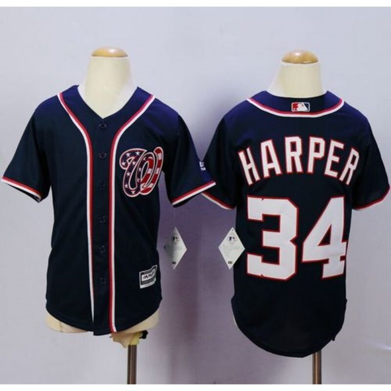 68637b2de9ede_1 Nationals #34 Bryce Harper Blue Cool Base Stitched Youth MLB Jersey