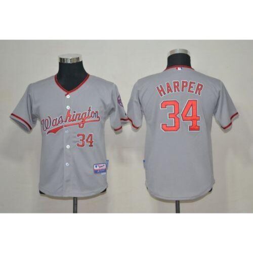 68637b362ecee_1 Nationals #34 Bryce Harper Grey Cool Base Stitched Youth MLB Jersey