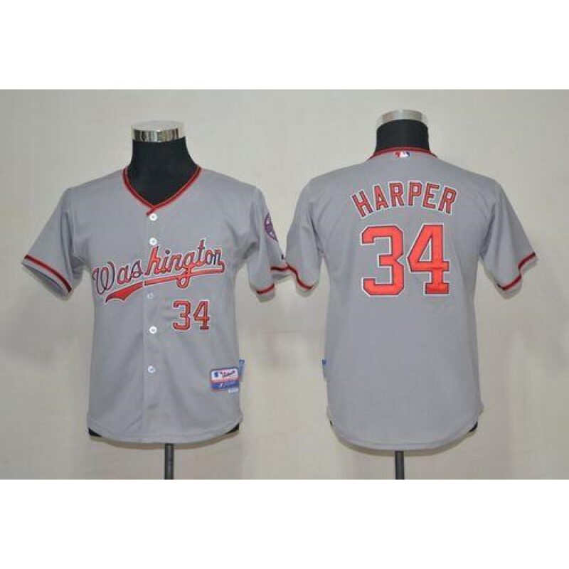 68637b362ecee_1 Nationals #34 Bryce Harper Grey Cool Base Stitched Youth MLB Jersey