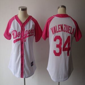 68637b49e299e_1 Dodgers #34 Fernando Valenzuela White/Pink Women's Splash Fashion Stitched MLB Jersey