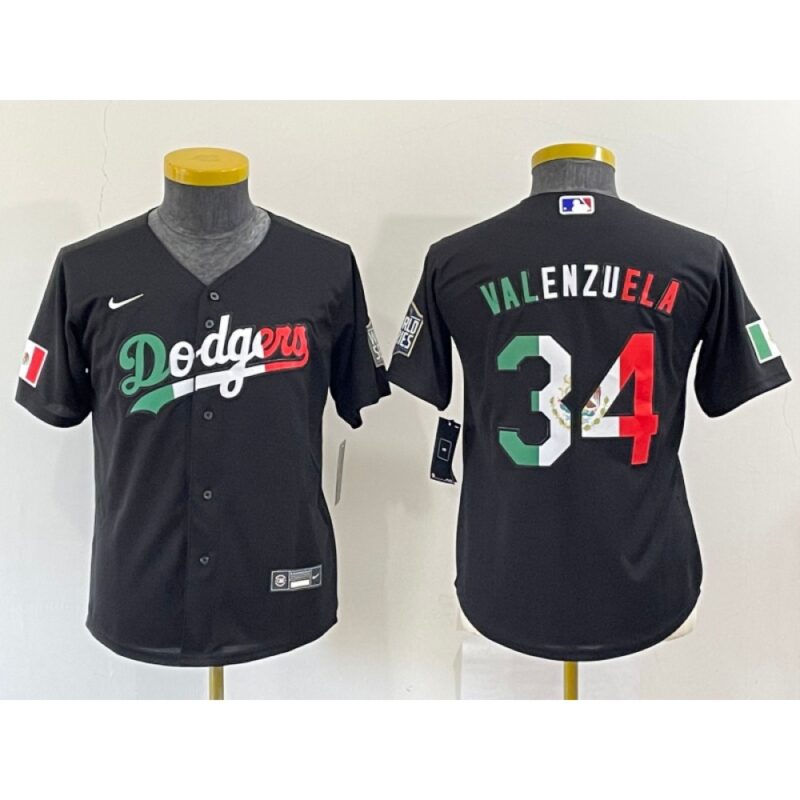 68637b4cae2e6_1 Youth Los Angeles Dodgers #34 Toro Valenzuela Black Mexico Stitched Baseball Jersey