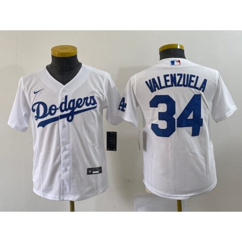 68637b57f1d81_1 Youth Los Angeles Dodgers #34 Toro Valenzuela White Stitched Baseball Jersey