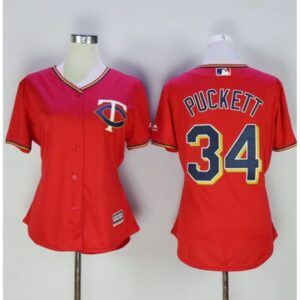 68637b6309c8a_1 Twins #34 Kirby Puckett Red Women's Alternate Stitched MLB Jersey