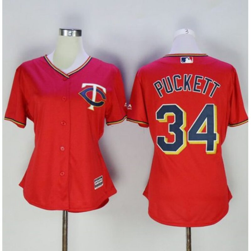 68637b6309c8a_1 Twins #34 Kirby Puckett Red Women's Alternate Stitched MLB Jersey