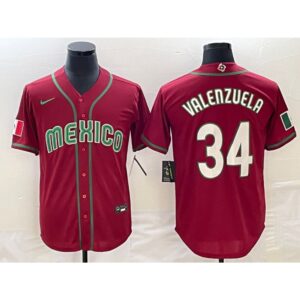68637b836f1c2_1 Men's Mexico Baseball #34 Fernando Valenzuela 2023 Red World Baseball Classic Stitched Jersey