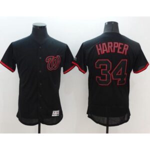 68637be5beee6_1 Nationals #34 Bryce Harper Black Fashion Flexbase Authentic Collection Stitched MLB Jersey