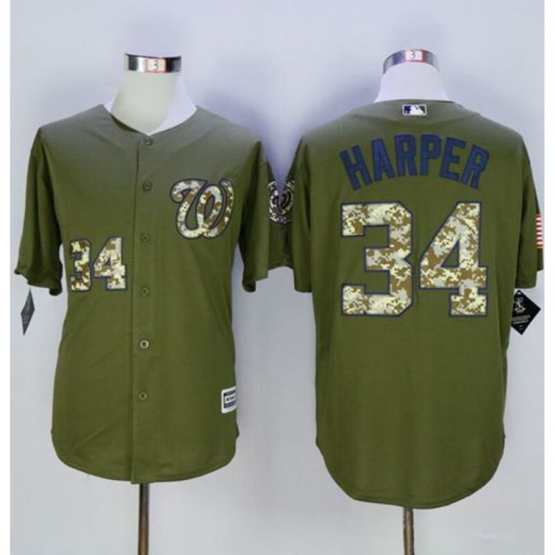 68637bfa3c00c_1 Nationals #34 Bryce Harper Green Camo New Cool Base Stitched MLB Jersey