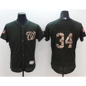 68637bfda7873_1 Nationals #34 Bryce Harper Green Flexbase Authentic Collection Salute to Service Stitched MLB Jersey