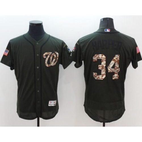 68637bfda7873_1 Nationals #34 Bryce Harper Green Flexbase Authentic Collection Salute to Service Stitched MLB Jersey