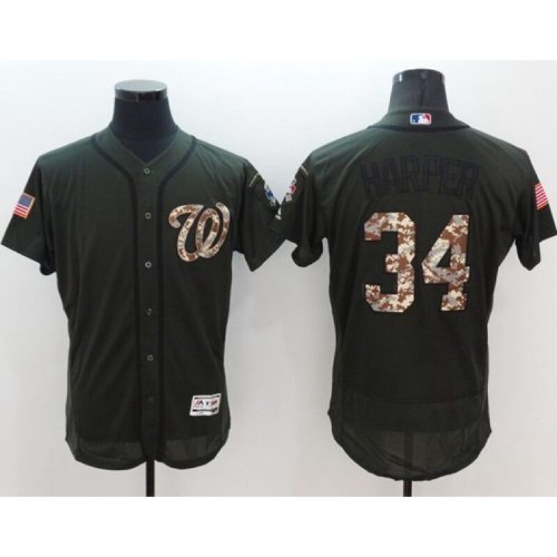 68637bfda7873_1 Nationals #34 Bryce Harper Green Flexbase Authentic Collection Salute to Service Stitched MLB Jersey