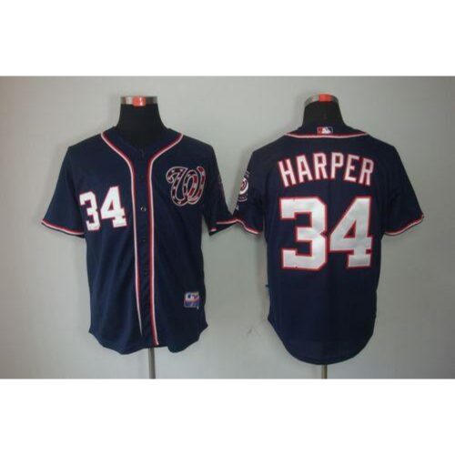 68637c0eb699f_1 Nationals #34 Bryce Harper Navy Blue Cool Base Stitched MLB Jersey