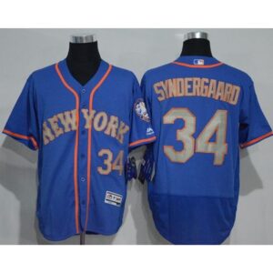 68637c3fb064d_1 Mets #34 Noah Syndergaard Blue(Grey NO.) Flexbase Authentic Collection Stitched MLB Jersey