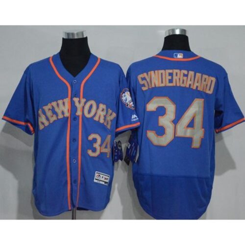 68637c3fb064d_1 Mets #34 Noah Syndergaard Blue(Grey NO.) Flexbase Authentic Collection Stitched MLB Jersey