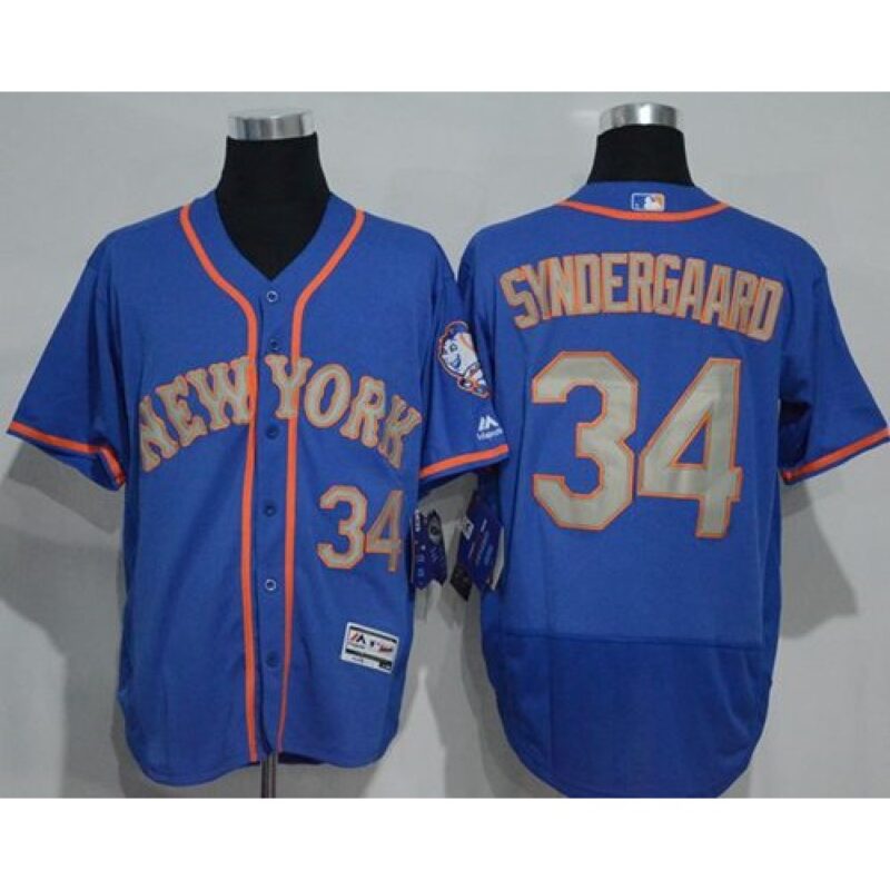 68637c3fb064d_1 Mets #34 Noah Syndergaard Blue(Grey NO.) Flexbase Authentic Collection Stitched MLB Jersey