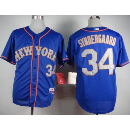 68637c4d6855a_1 Mets #34 Noah Syndergaard Blue(Grey NO.) Alternate Road Cool Base Stitched MLB Jersey