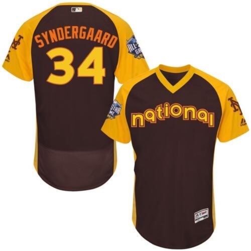 68637c5ae6796_1 Mets #34 Noah Syndergaard Brown Flexbase Authentic Collection 2016 All-Star National League Stitched MLB Jersey