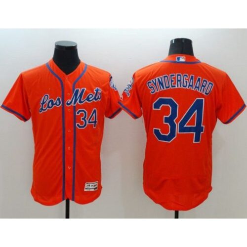 68637c728525c_1 Mets #34 Noah Syndergaard Orange Flexbase Authentic Collection Los Mets Stitched MLB Jersey