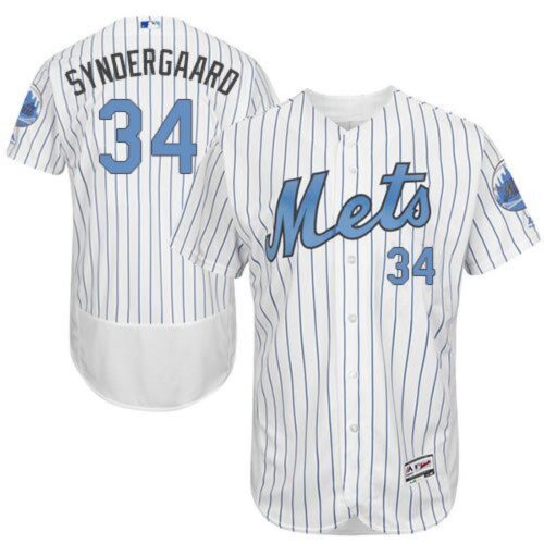 68637c798b665_1 Mets #34 Noah Syndergaard White(Blue Strip) Flexbase Authentic Collection 2016 Father's Day Stitched MLB Jersey
