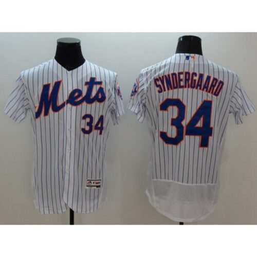 68637c7ce6b95_1 Mets #34 Noah Syndergaard White(Blue Strip) Flexbase Authentic Collection Stitched MLB Jersey