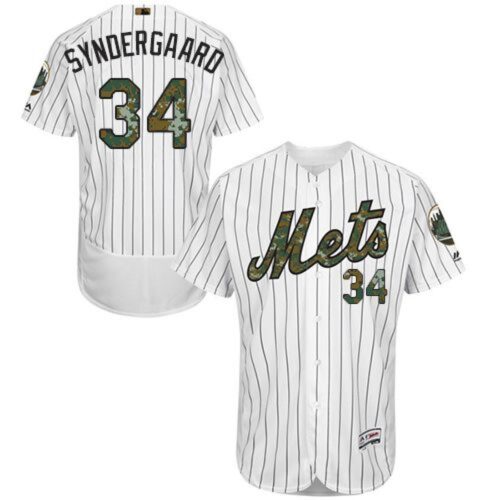 68637c8d9102b_1 Mets #34 Noah Syndergaard White(Blue Strip) Flexbase Authentic Collection 2016 Memorial Day Stitched MLB Jersey