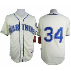 68637c97cf029_1 Mariners #34 Felix Hernandez Cream Alternate Cool Base Stitched MLB Jersey