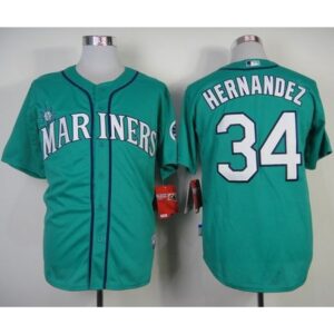 68637ca19009d_1 Mariners #34 Felix Hernandez Green Alternate Cool Base Stitched MLB Jersey