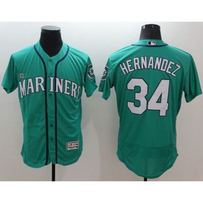 68637ca838756_1 Mariners #34 Felix Hernandez Green Flexbase Authentic Collection Stitched MLB Jersey
