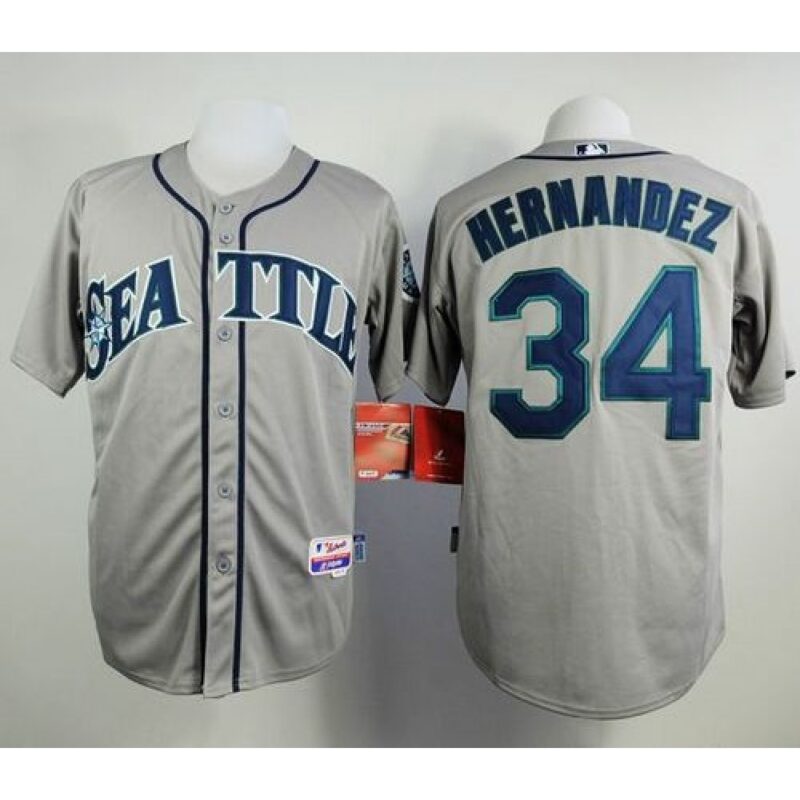 68637caf14a1a_1 Mariners #34 Felix Hernandez Grey Cool Base Stitched MLB Jersey