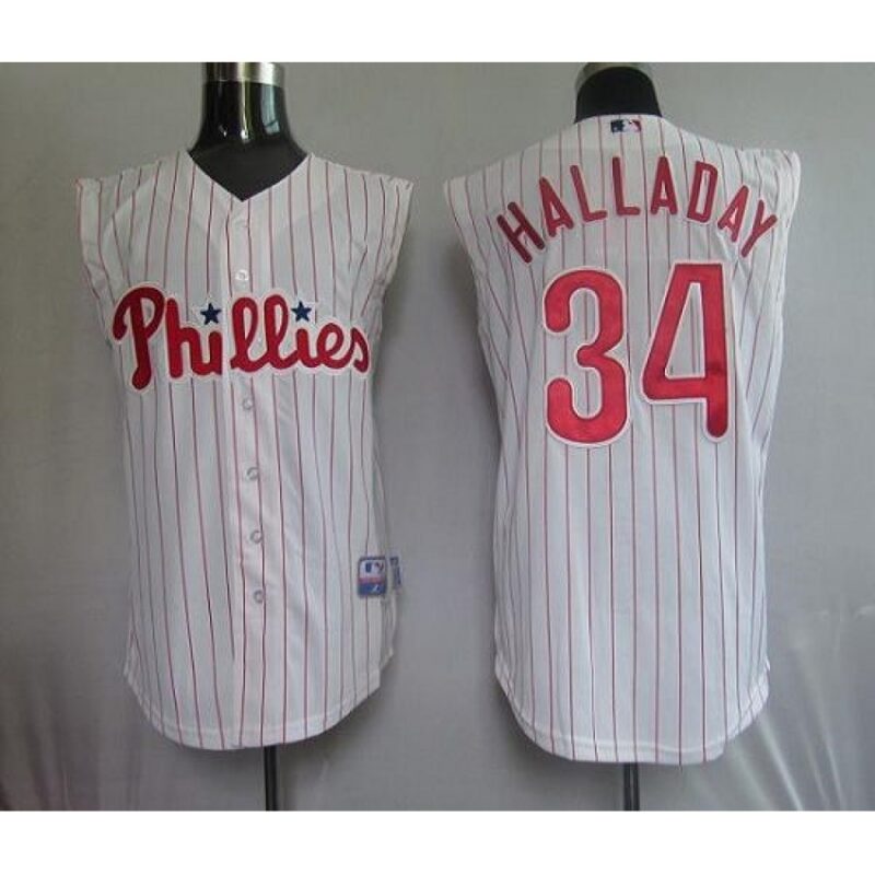 68637cccad7ee_1 Phillies #34 Roy Halladay White(Red Strip) Vest Style Stitched MLB Jersey