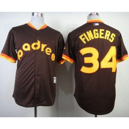 68637cf143e1e_1 Padres #34 Rollie Fingers Coffee 1984 Turn Back The Clock Stitched MLB Jersey