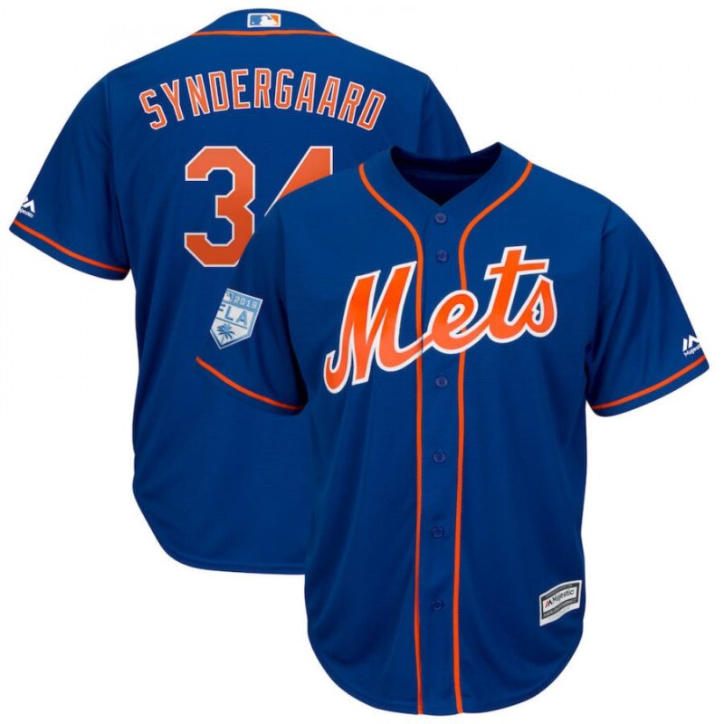 68637d084e98b_1 Men's New York Mets #34 Noah Syndergaard Blue 2019 Spring Training Cool Base Stitched MLB Jersey