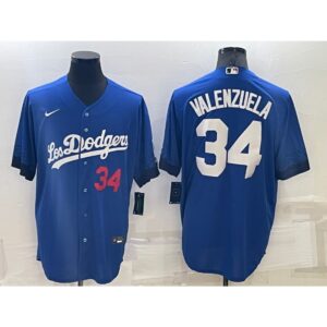 68637d28dab17_1 Men's Los Angeles Dodgers #34 Toro Valenzuela Royal City Connect Cool Base Stitched Baseball Jersey