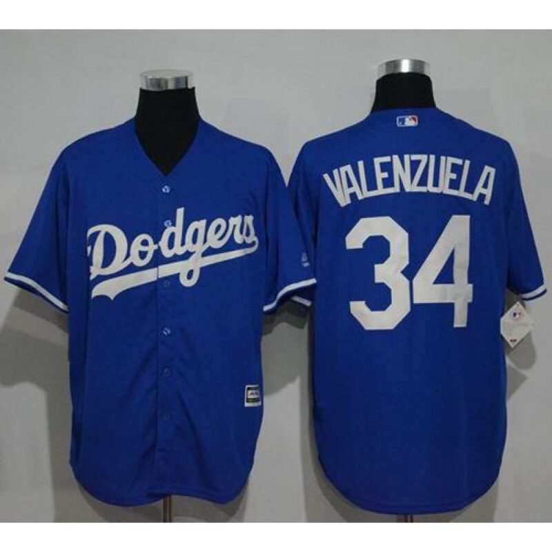 68637d82a9ff2_1 Dodgers #34 Fernando Valenzuela Blue New Cool Base Stitched MLB Jersey