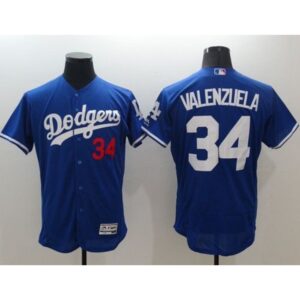 68637d85d85ca_1 Dodgers #34 Fernando Valenzuela Blue Flexbase Authentic Collection Stitched MLB Jersey