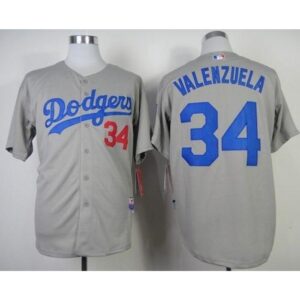 68637d8c2811f_1 Dodgers #34 Fernando Valenzuela Stitched Grey Cool Base MLB Jersey