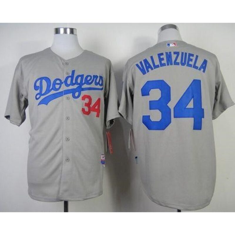 68637d8c2811f_1 Dodgers #34 Fernando Valenzuela Stitched Grey Cool Base MLB Jersey