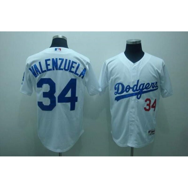 68637d95b6327_1 Dodgers #34 Fernando Valenzuela Stitched White MLB Jersey