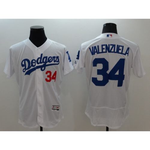 68637d9f8f447_1 Dodgers #34 Fernando Valenzuela White Flexbase Authentic Collection Stitched MLB Jersey
