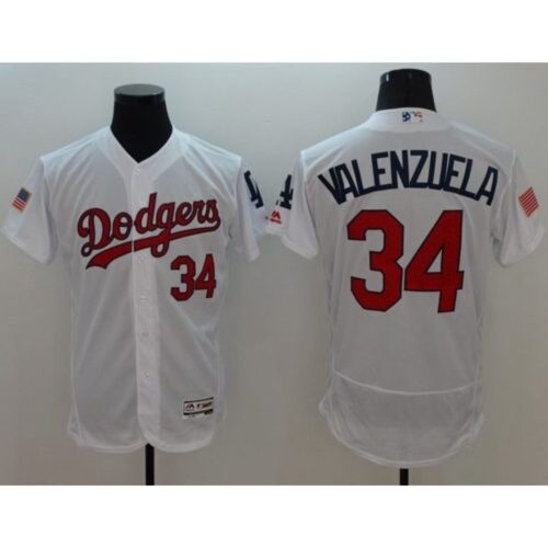 68637da2dbac7_1 Dodgers #34 Fernando Valenzuela White Fashion Stars & Stripes Flexbase Authentic Stitched MLB Jersey