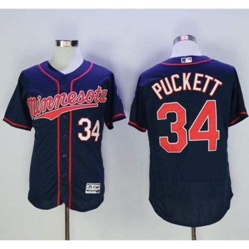 68637dc43a2b1_1 Twins #34 Kirby Puckett Navy Blue Flexbase Authentic Collection Stitched MLB Jersey