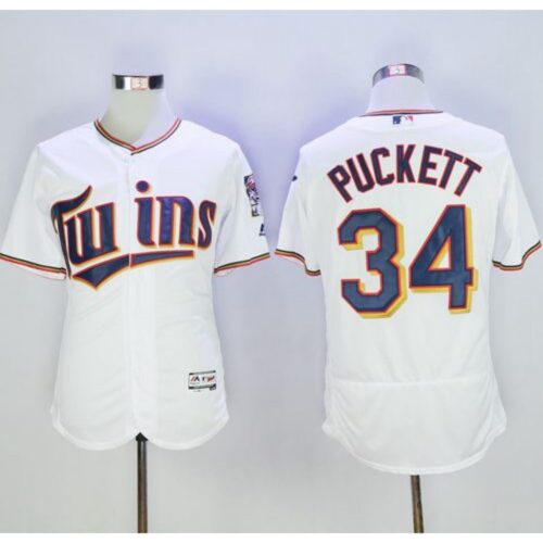 68637dd1055e0_1 Twins #34 Kirby Puckett White Flexbase Authentic Collection Stitched MLB Jersey