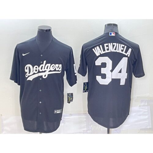 68637e8cd6de1_1 Men's Los Angeles Dodgers #34 Toro Valenzuela Black Cool Base Stitched Baseball Jersey