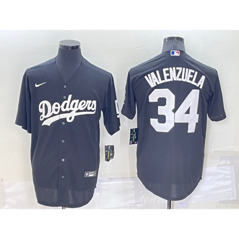 68637e8cd6de1_1 Men's Los Angeles Dodgers #34 Toro Valenzuela Black Cool Base Stitched Baseball Jersey